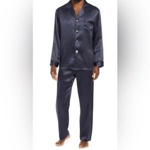 RoundTree and Yorke Navy Polka Dot Pajama Set
